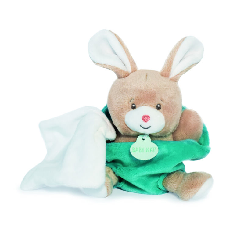  - peluche lapin dans sa poche - bleu 15 cm 